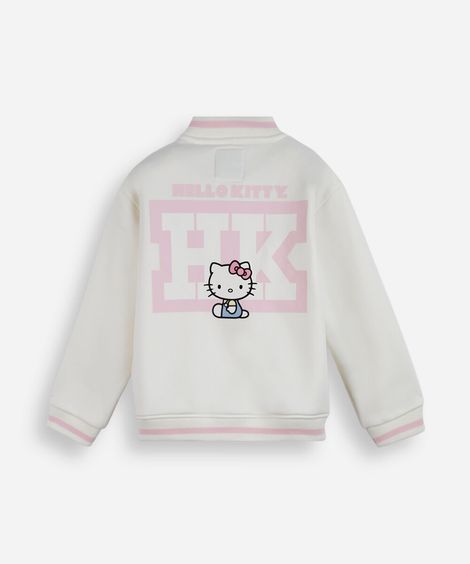 jaqueta infantil de moletom hello kitty off white
