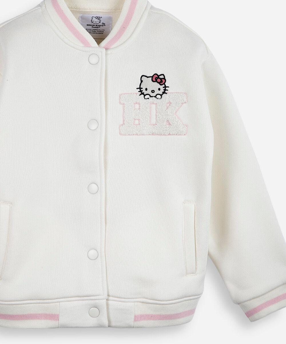 jaqueta infantil de moletom hello kitty off white
