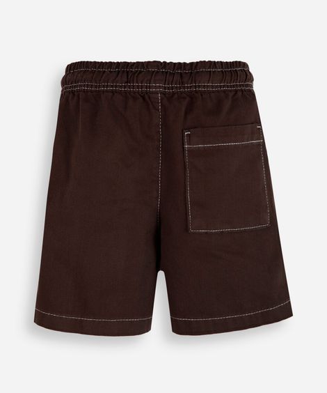 short infantil de sarja cós elástico marrom