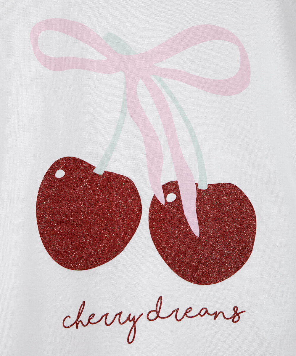 pijama infantil de algodão cereja off white