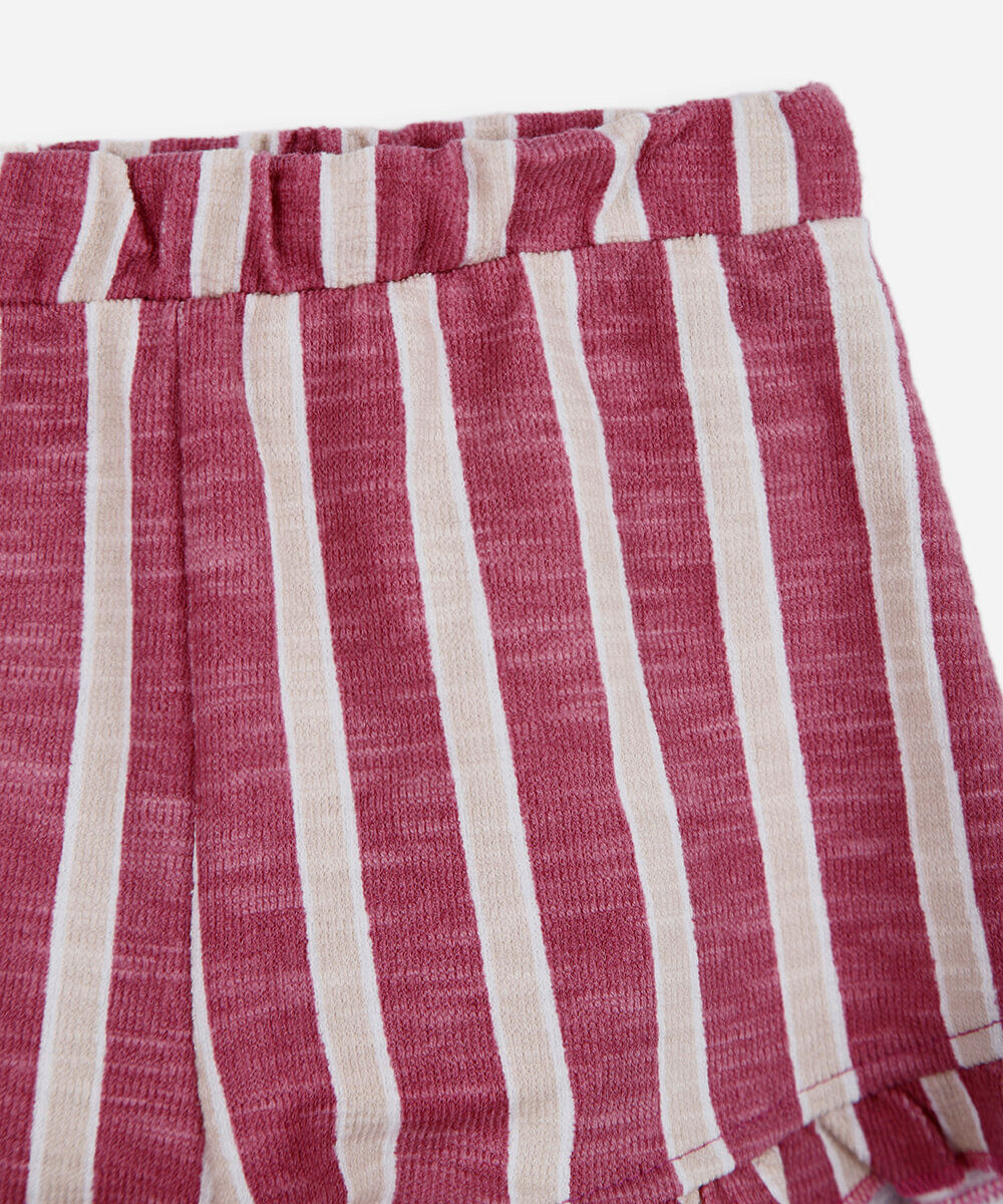 conjunto infantil de algodão com laços listrado rosa