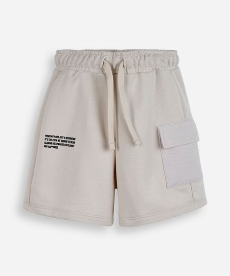 bermuda infantil de moeltinho com bolso cargo bege