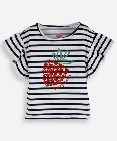blusa infantil de algodão listrada azul