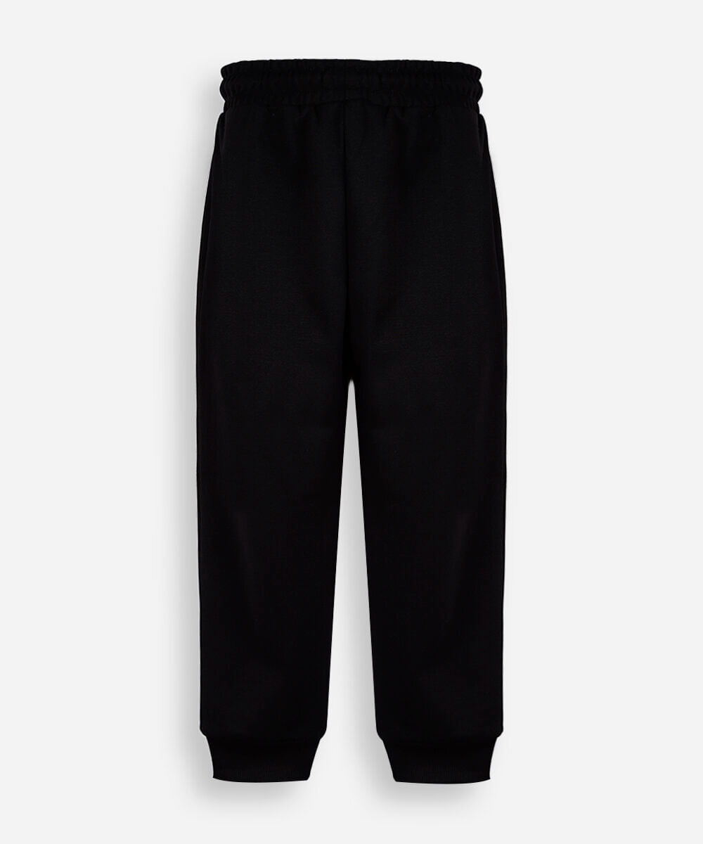 calça jogger infantil de moletom com bolsos preta