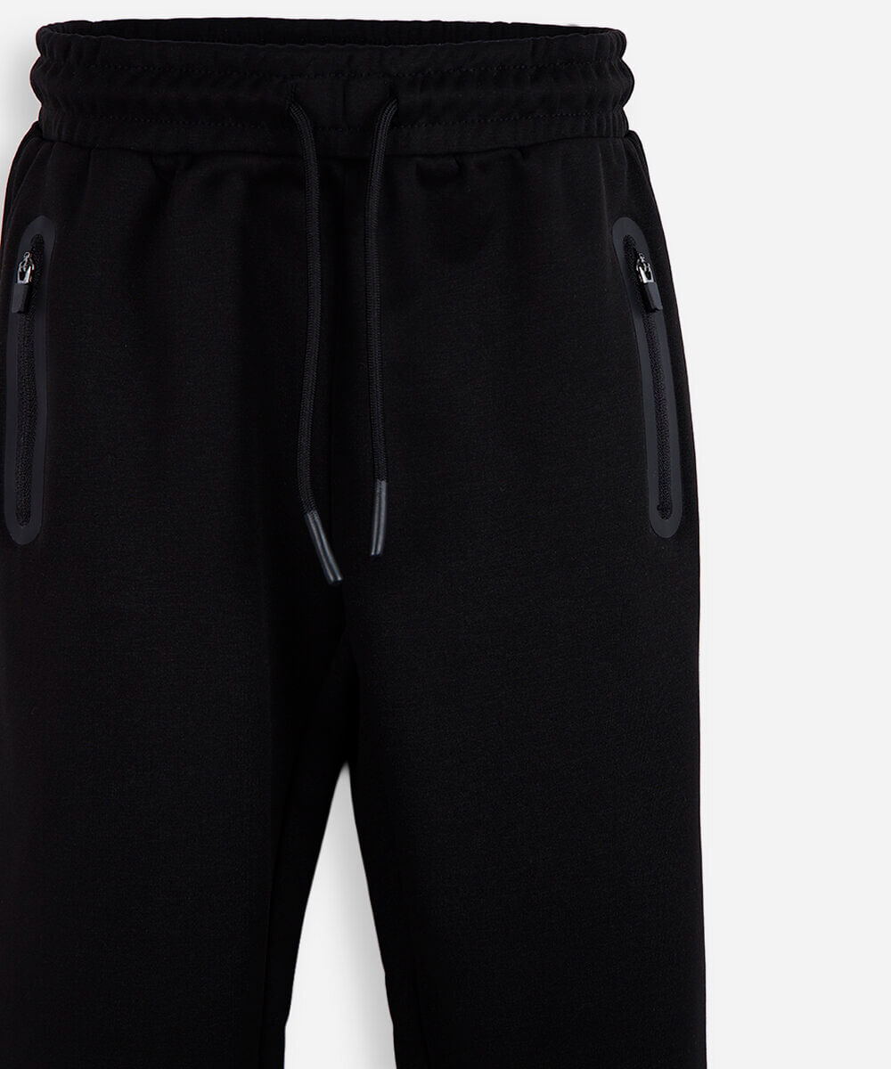 calça jogger infantil de moletom com bolsos preta