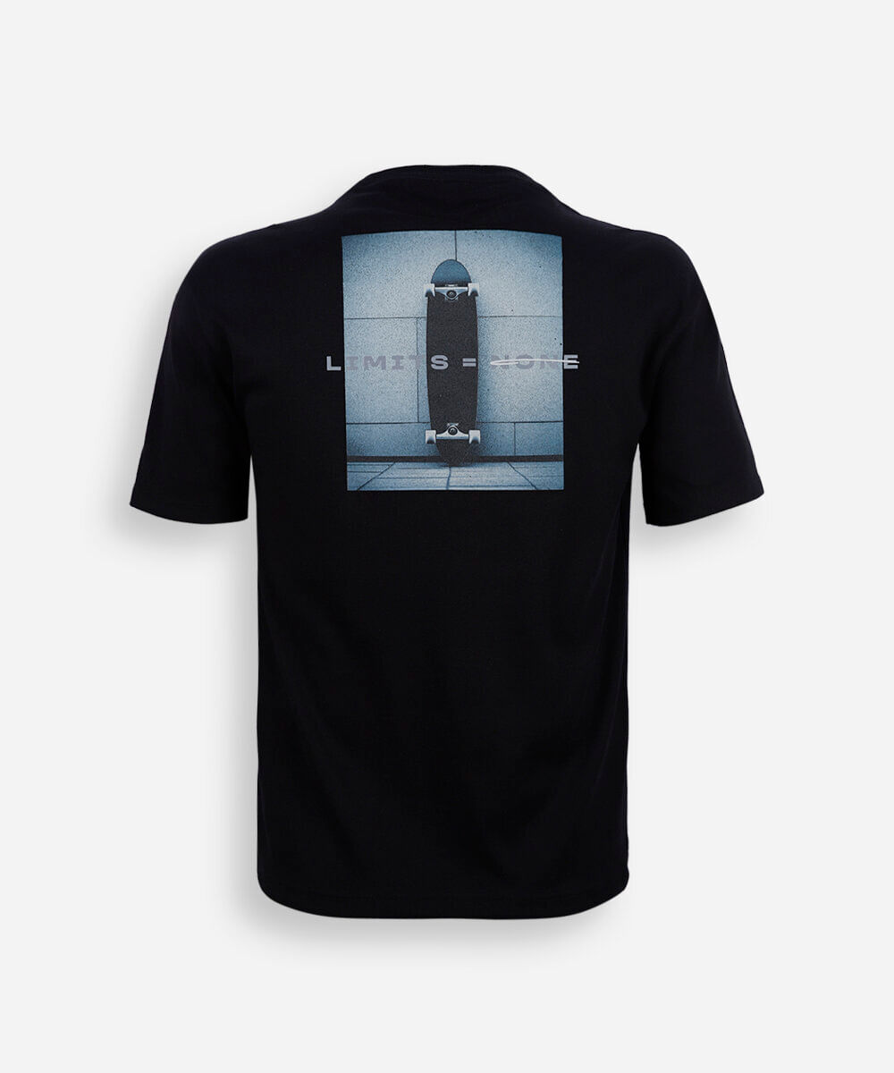 camiseta juvenil com algodão estampada preta