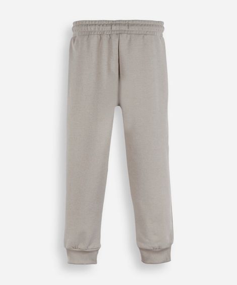 calça jogger infantil de moletom com bolsos bege