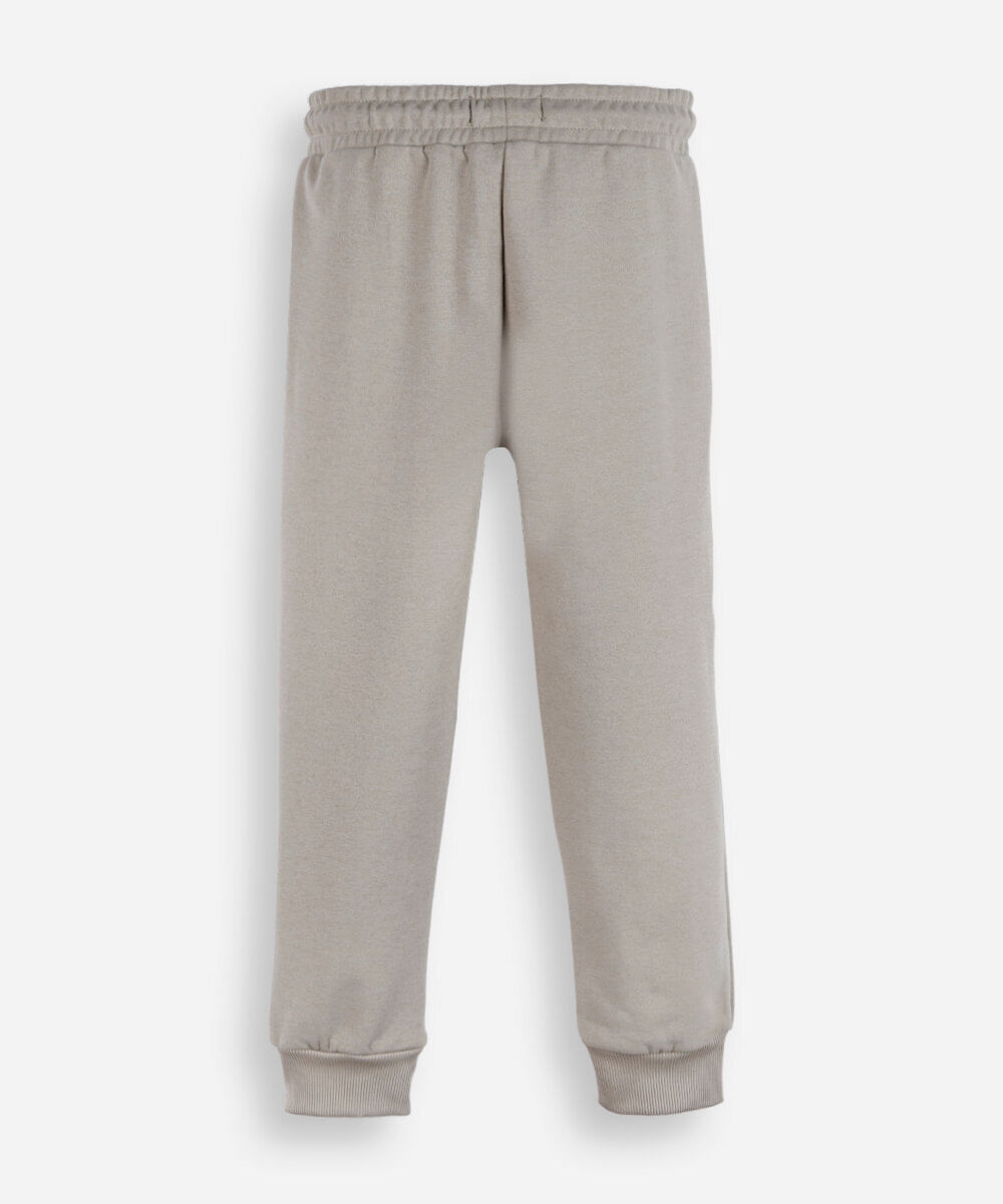 calça jogger infantil de moletom com bolsos bege