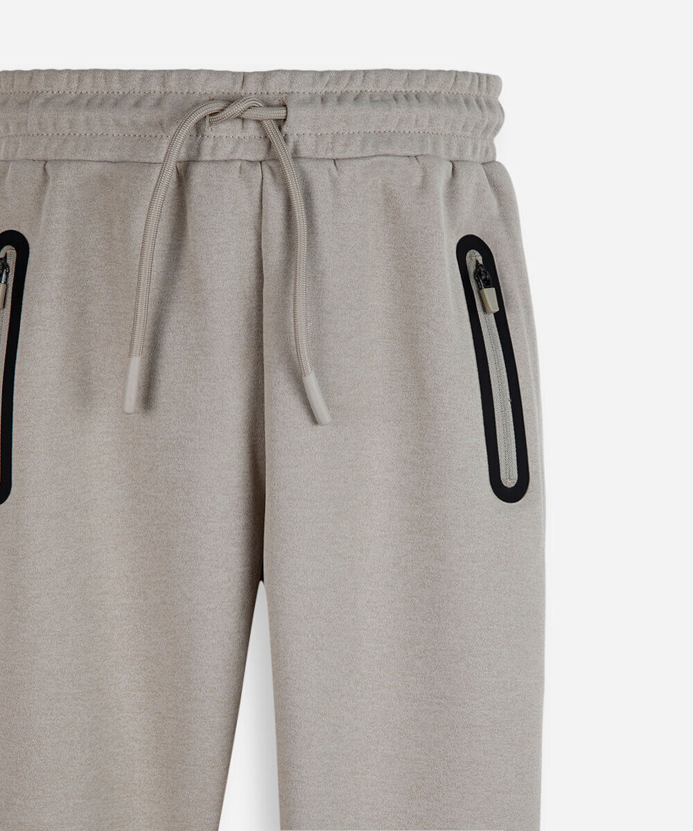 calça jogger infantil de moletom com bolsos bege