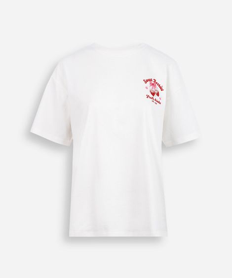 camiseta juvenil de algodão estampa oversized off white