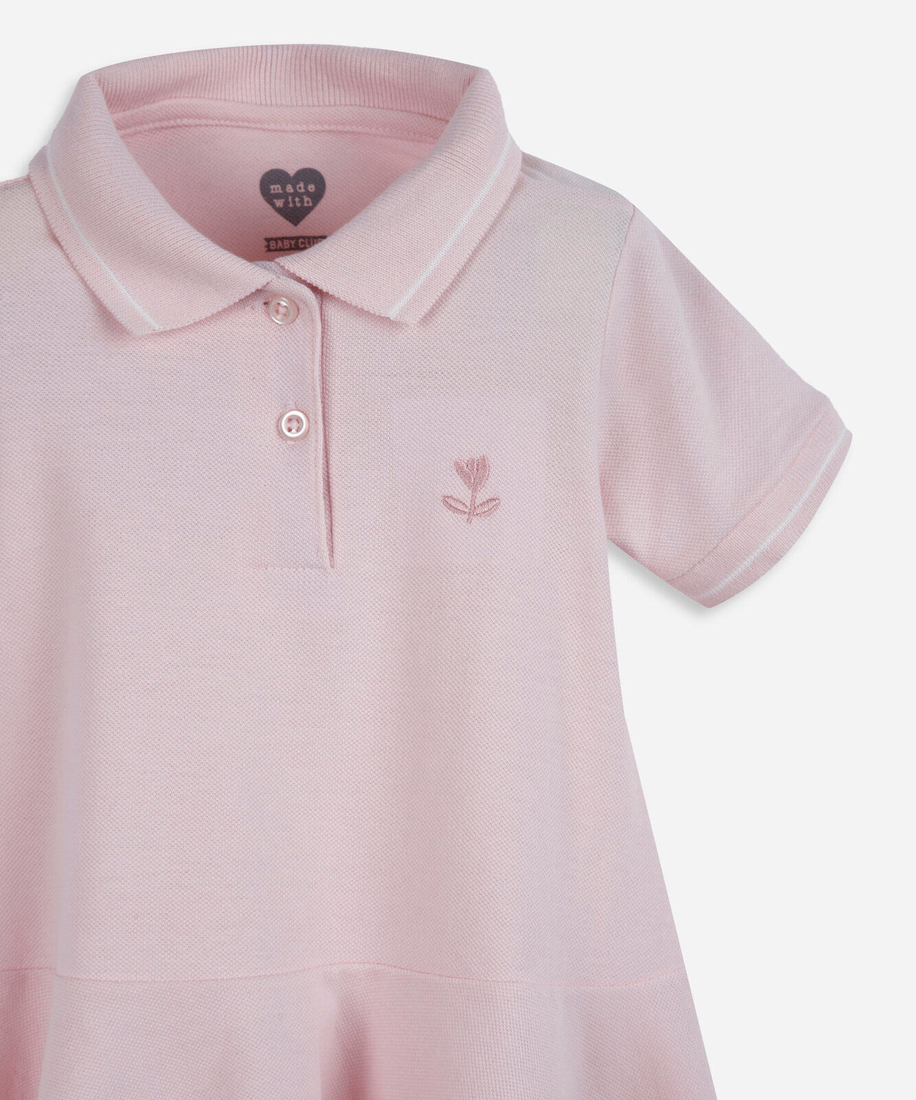 vestido polo evasê infantil de algodão rosa