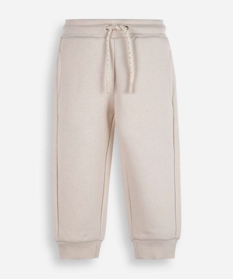 calça infantil jogger básica moletom bege
