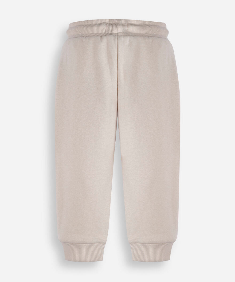 calça infantil jogger básica moletom bege