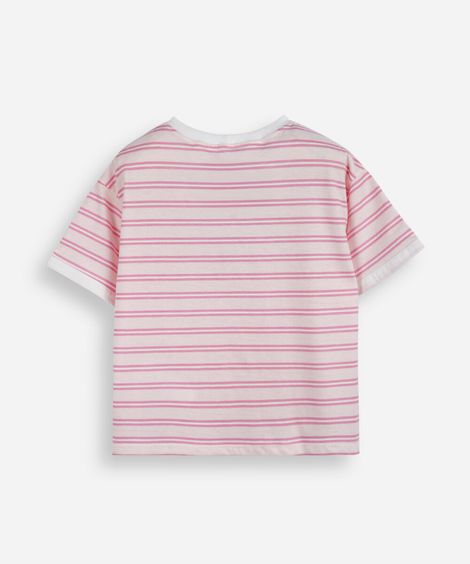 camiseta infantil de algodão listrada cinnamoroll colorida