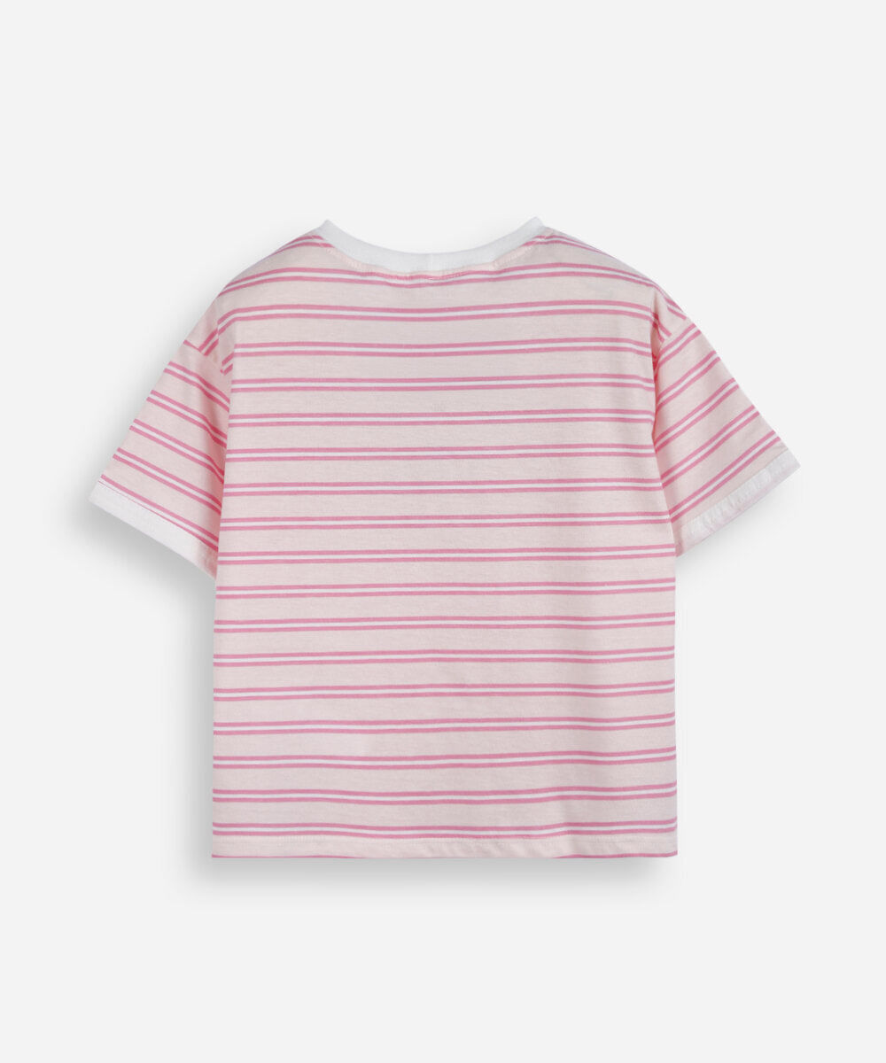 camiseta infantil de algodão listrada cinnamoroll colorida