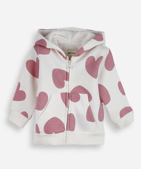 casaco infantil de moletom com capuz estampado off white
