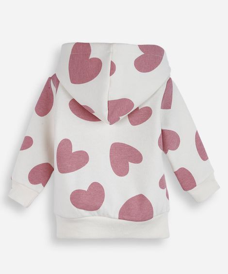 casaco infantil de moletom com capuz estampado off white