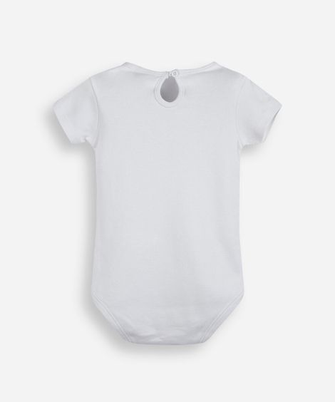 body infantil de algodão com coração 3d off white
