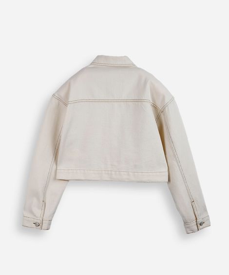 jaqueta juvenil de sarja off white