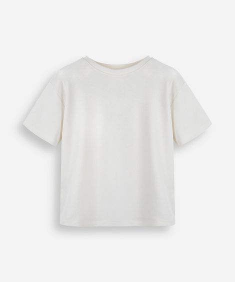camiseta infantil de algodão peruano com mangas curtas off white