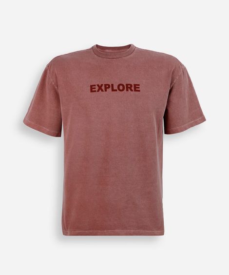 camiseta juvenil de algodão estampada estonada vermelha