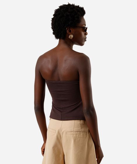 blusa peplum feminina sem alça marrom