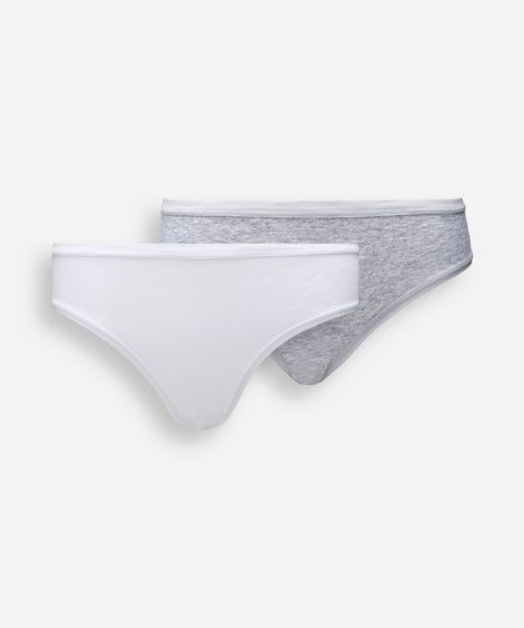 kit de 2 calcinhas biquíni feminino de algodão colorido