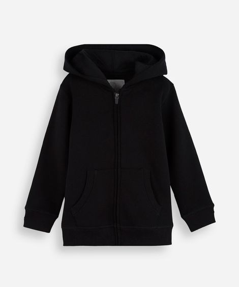 blusa infantil de moletom felpado com capuz preto