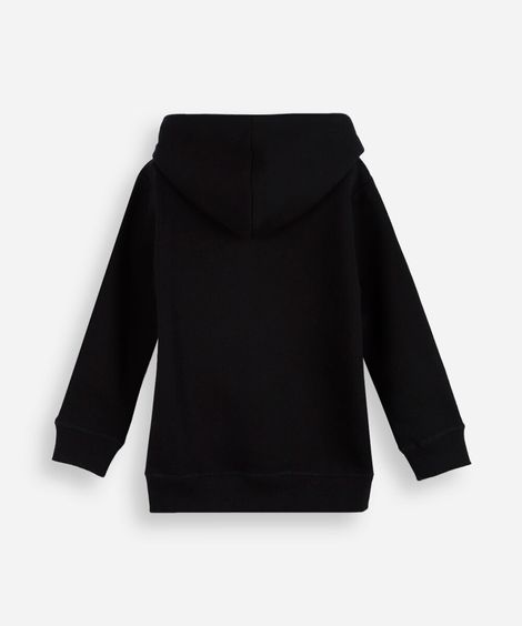 blusa infantil de moletom felpado com capuz preto