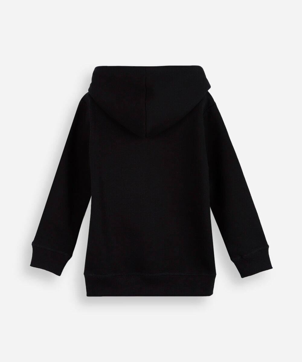 blusa infantil de moletom felpado com capuz preto