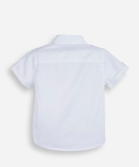camisa de algodão infantil com mangas curtas e botões branca