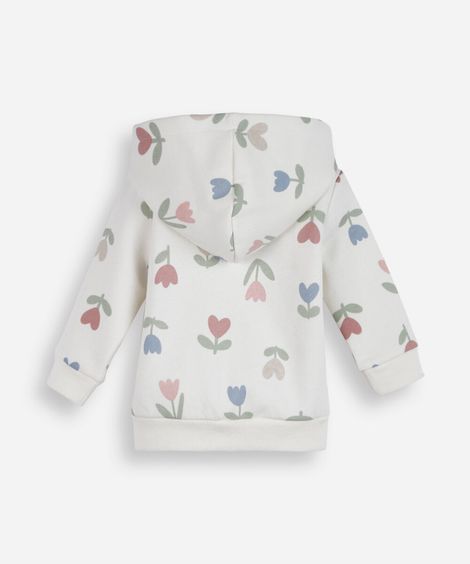 casaco infantil de moletom com capuz estampado off white