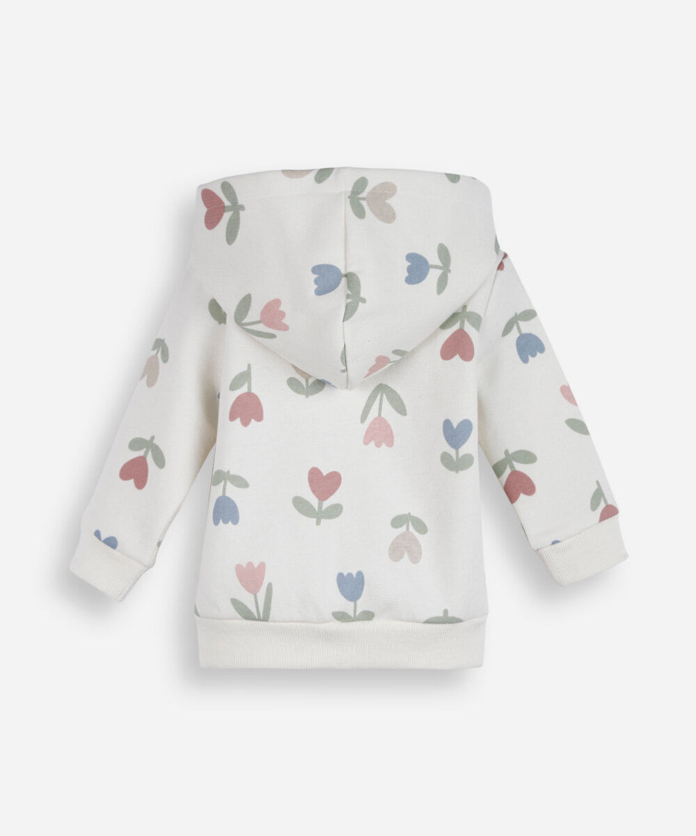 casaco infantil de moletom com capuz estampado off white