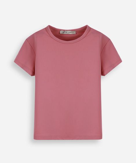 blusa infantil de poliamida com mangas curtas rosa