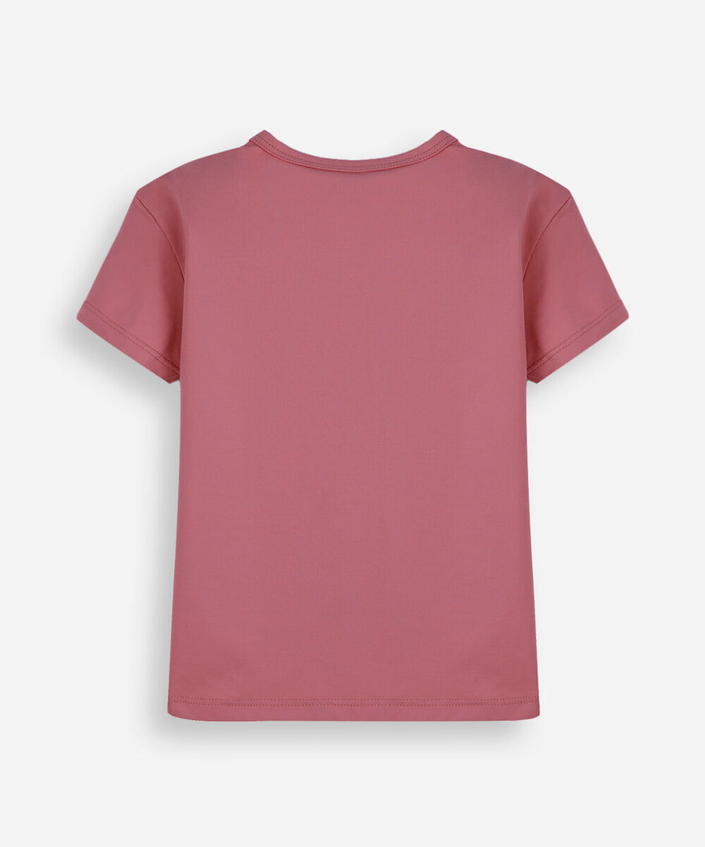 blusa infantil de poliamida com mangas curtas rosa