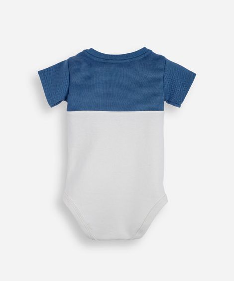 body infantil de algodão com bolso off white