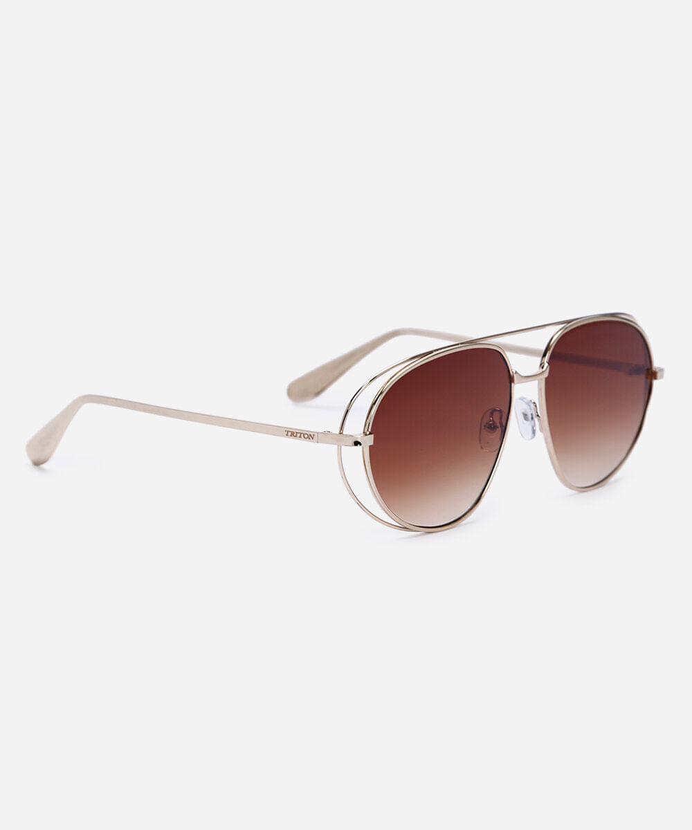 óculos de sol aviador triton dourado