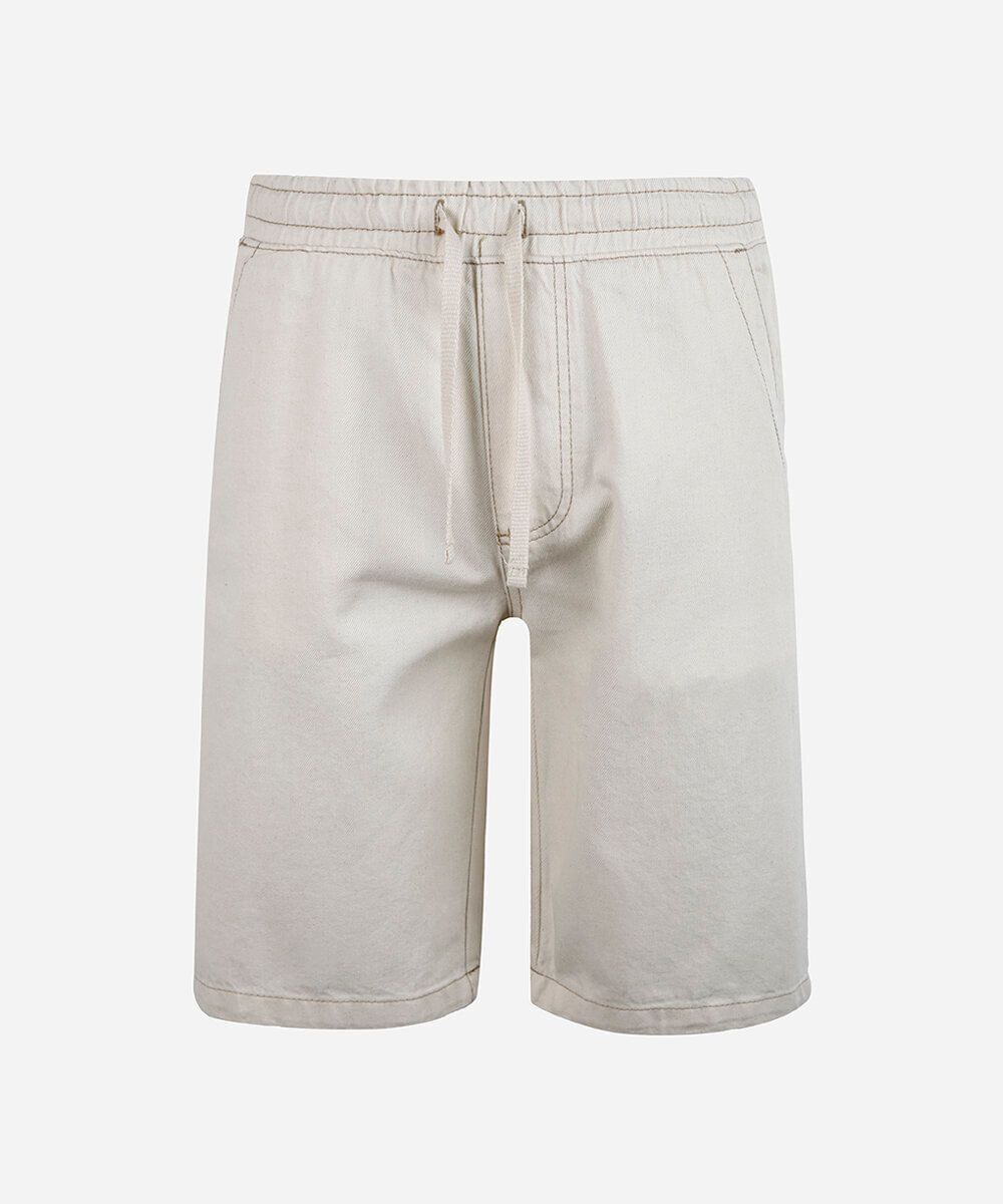 bermuda juvenil de algodão com amarração off white