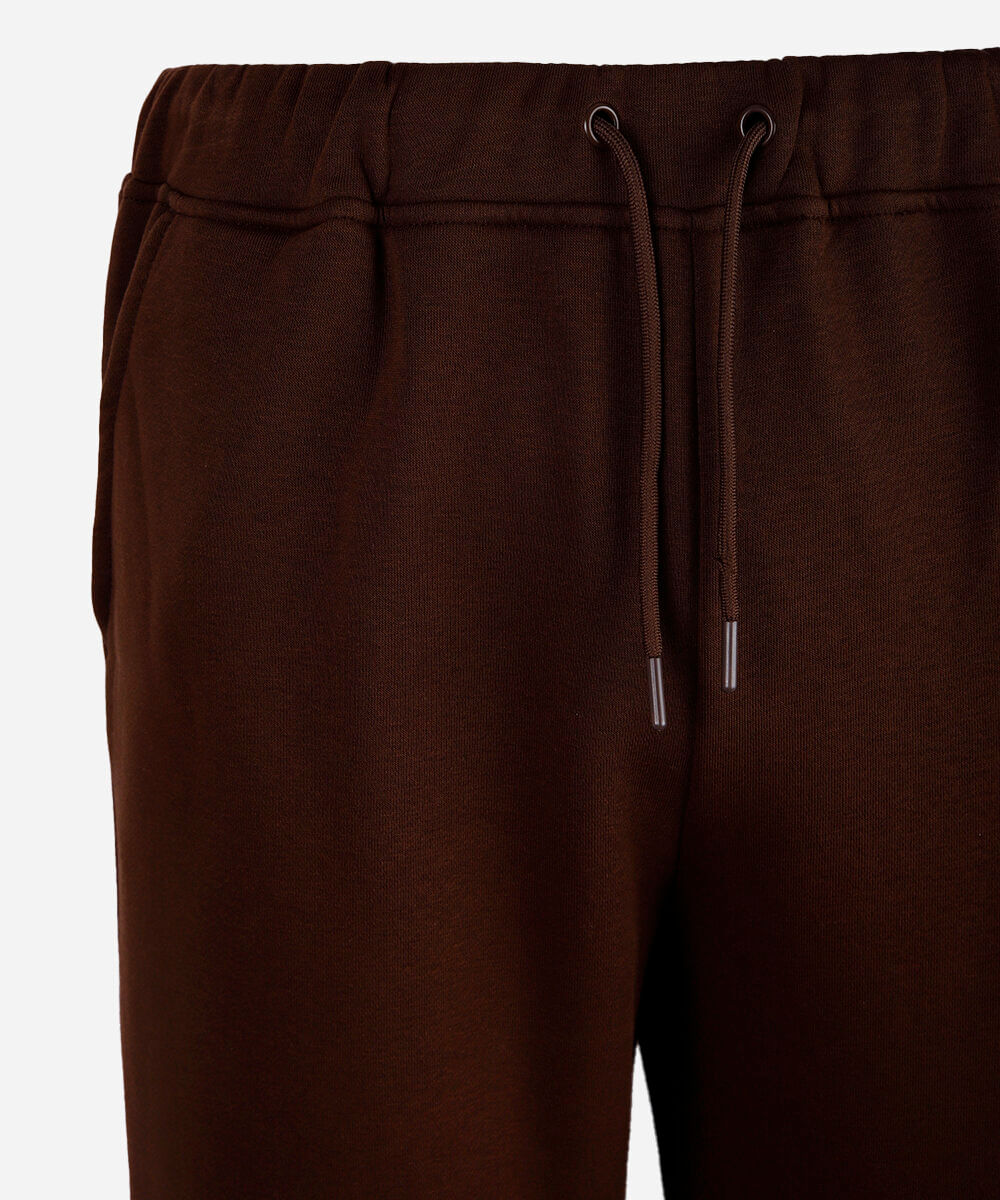 calça jogger juvenil de moletom básica marrom
