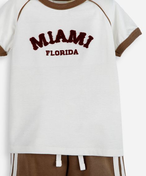 conjunto curto infantil de algodão miami marrom