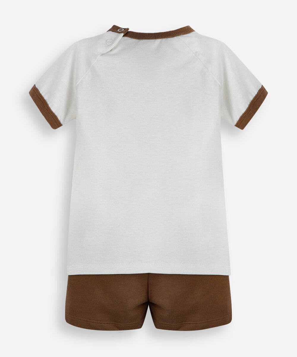 conjunto curto infantil de algodão miami marrom
