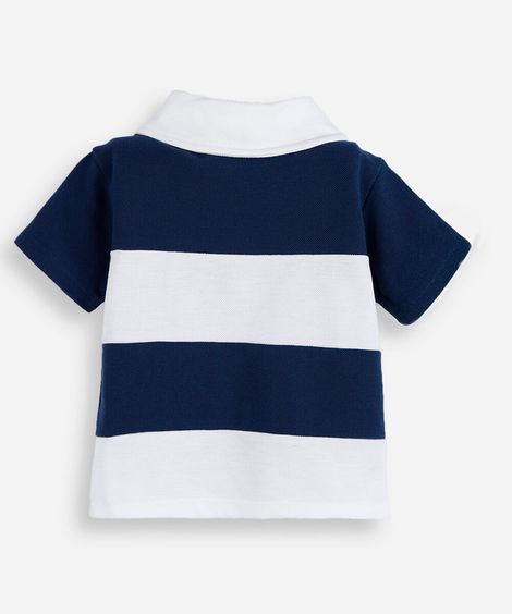 polo infantil de algodão listrada off white