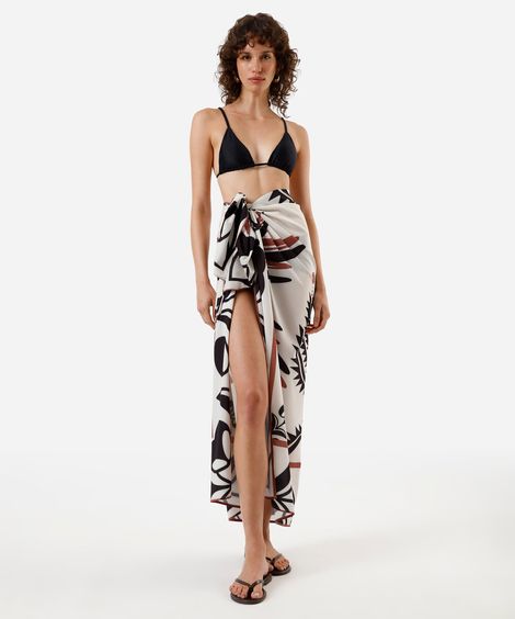 canga estampada coqueiro off white