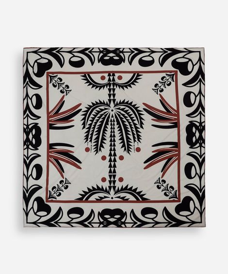 canga estampada coqueiro off white