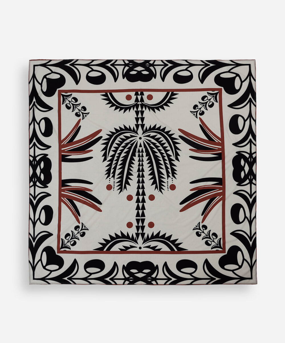 canga estampada coqueiro off white