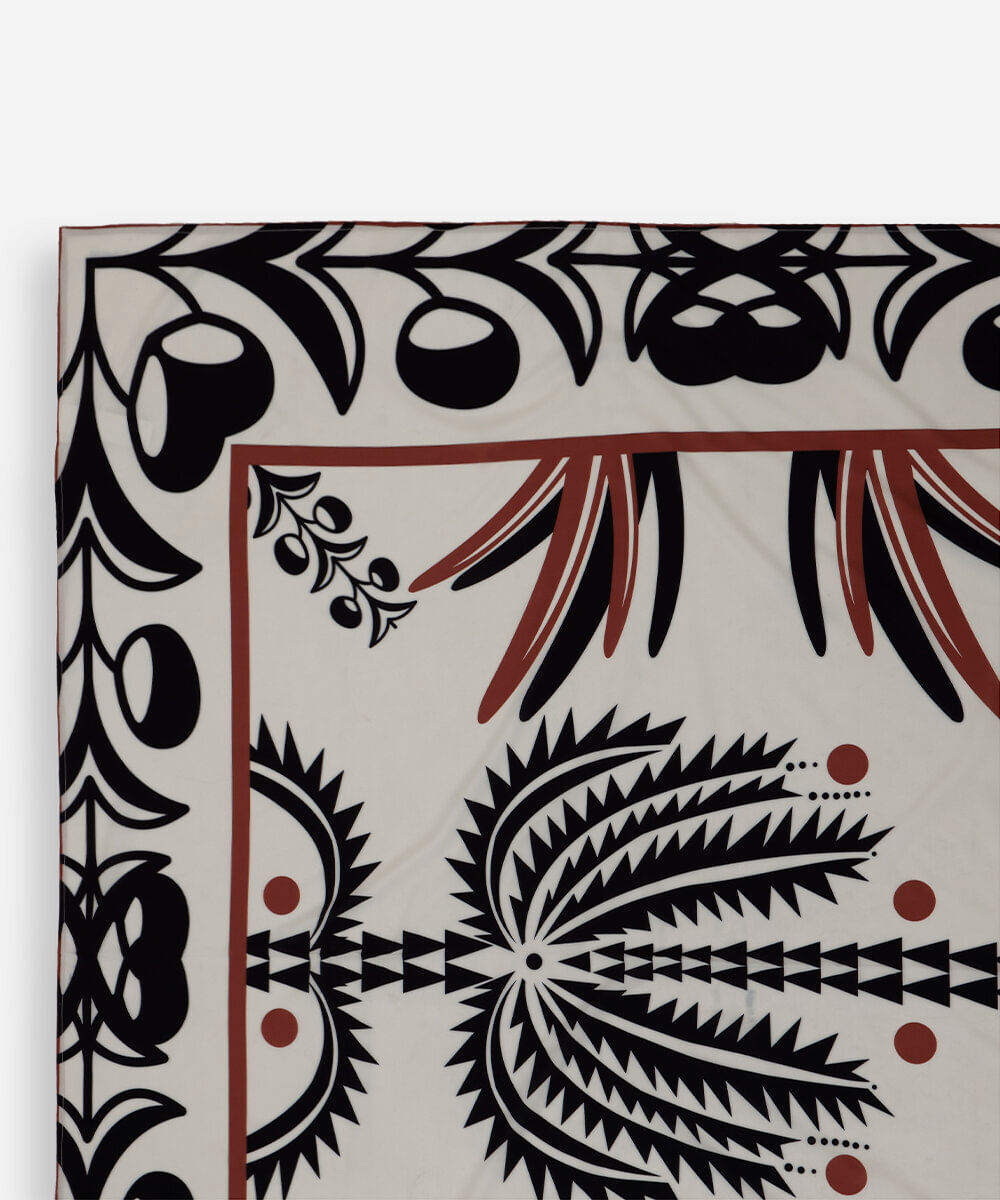 canga estampada coqueiro off white