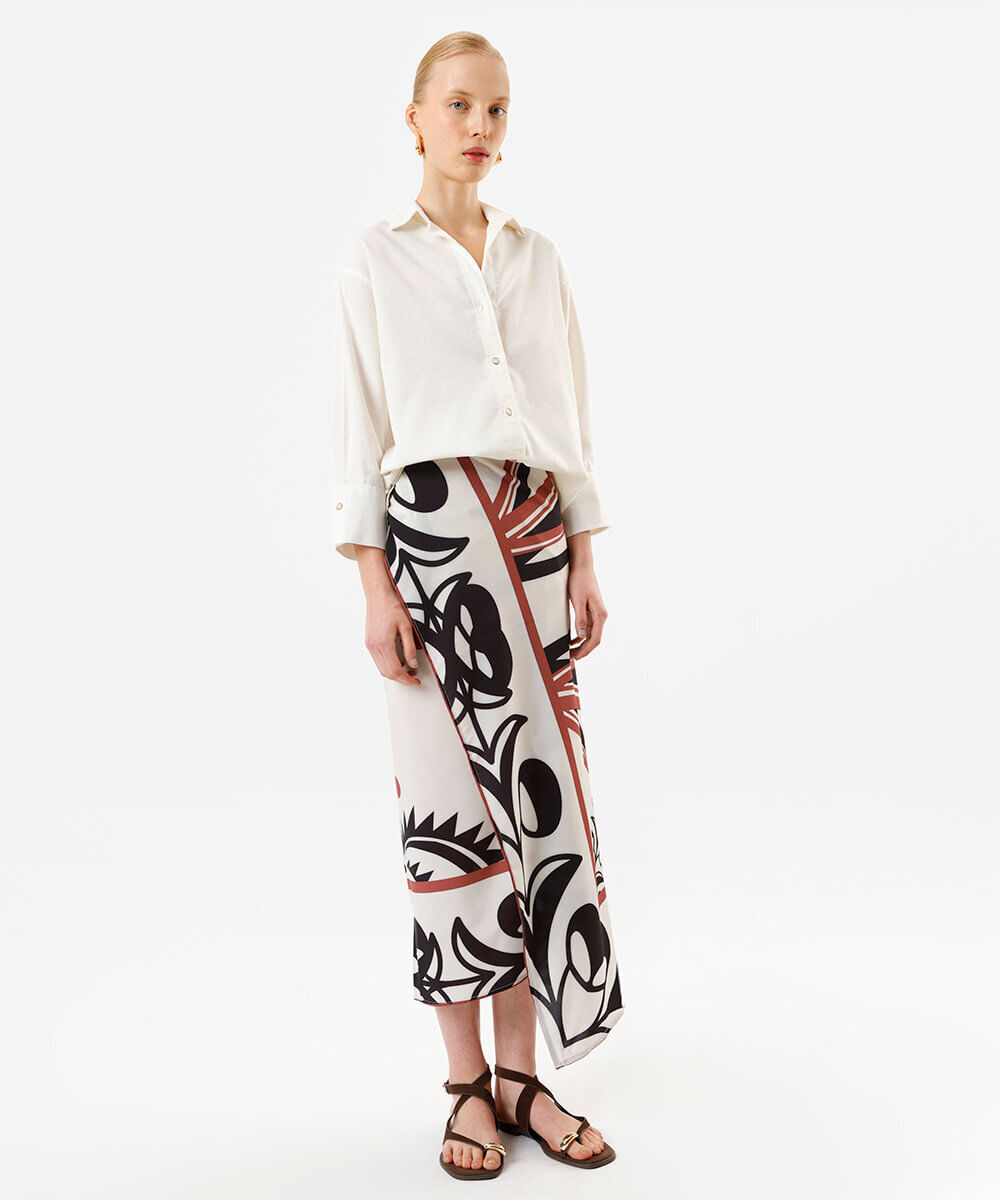 canga estampada coqueiro off white