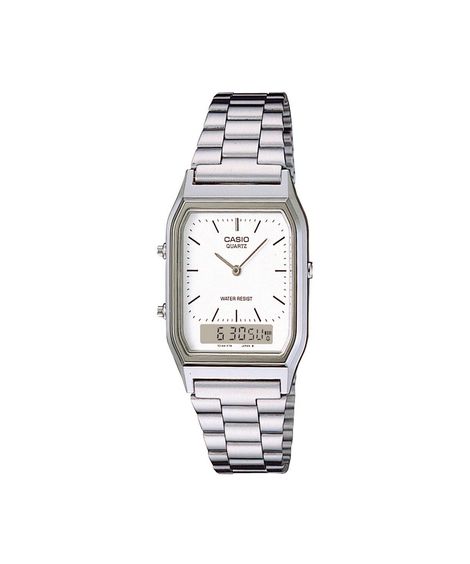relógio masculino casio analógico digital aq 230a 7dmq prateado