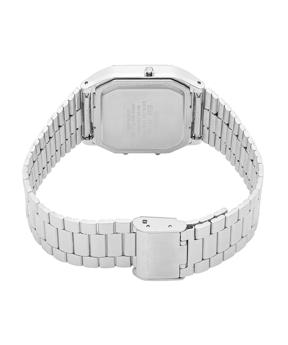 relógio masculino casio analógico digital aq 230a 7dmq prateado