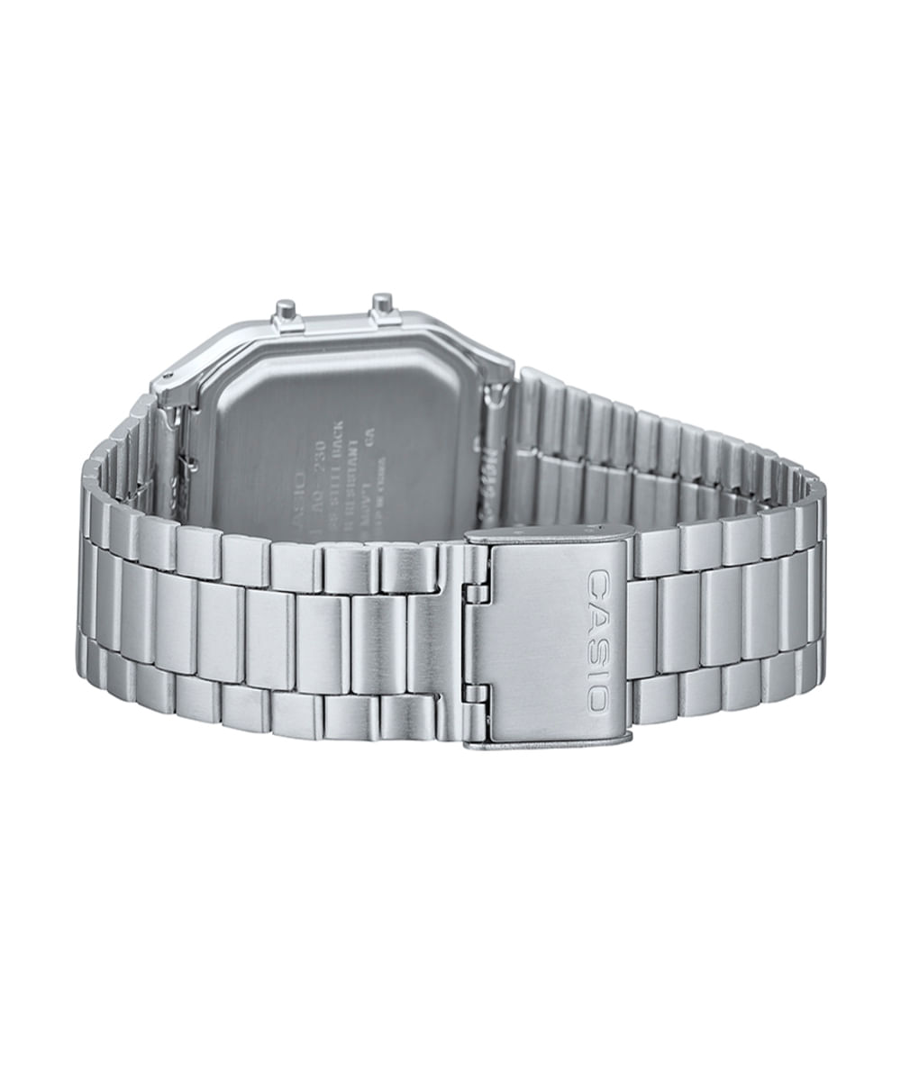 relógio masculino casio analógico digital aq 230a 7dmq prateado